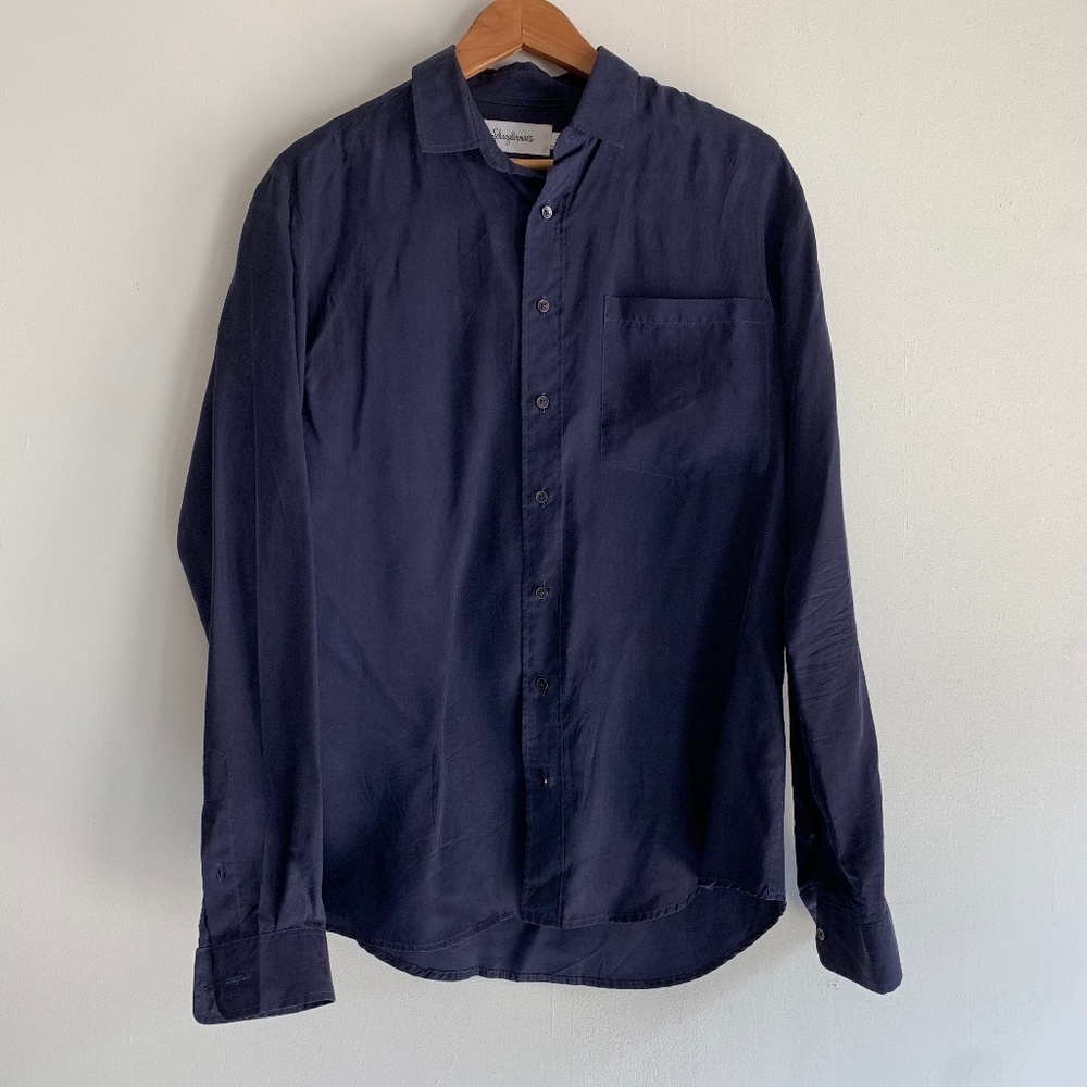 SCHNAYDERMAN’S Navy Cupro Shirt (silk-like)
